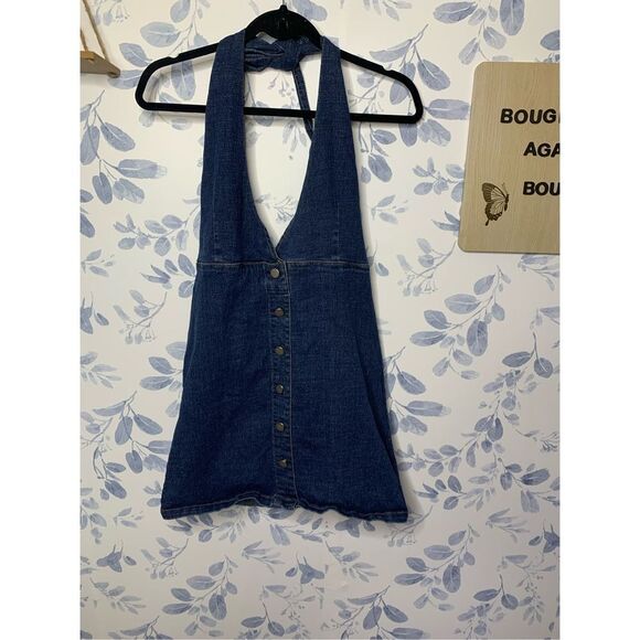 Prettylittlething Denim Halter Top Dress Size 12 - Picture 2 of 7